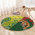 Custom Bangladesh And Australia Cricket Round Carpet Kangaroo Tiger Together