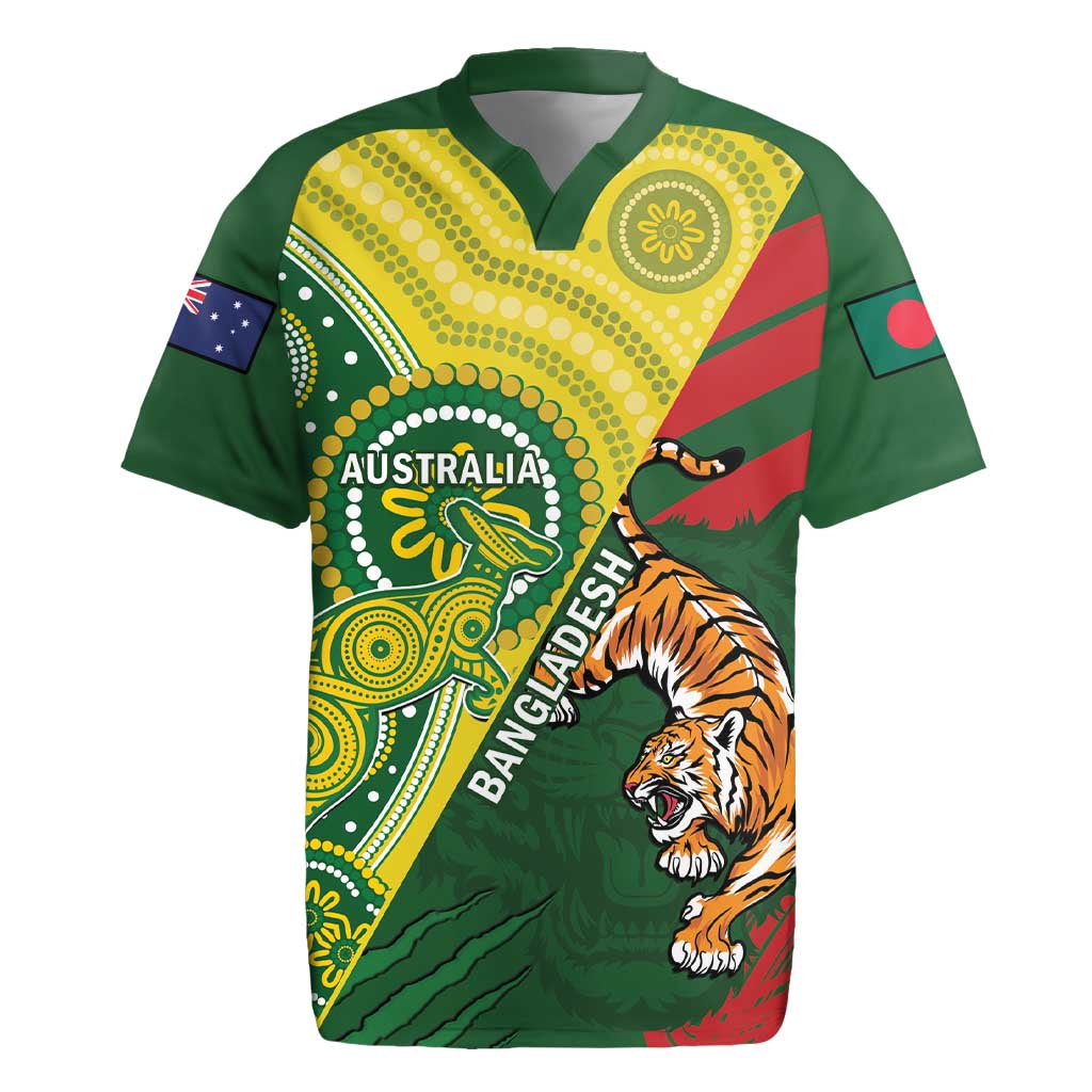 Custom Bangladesh And Australia Cricket Rugby Jersey Kangaroo Tiger Together