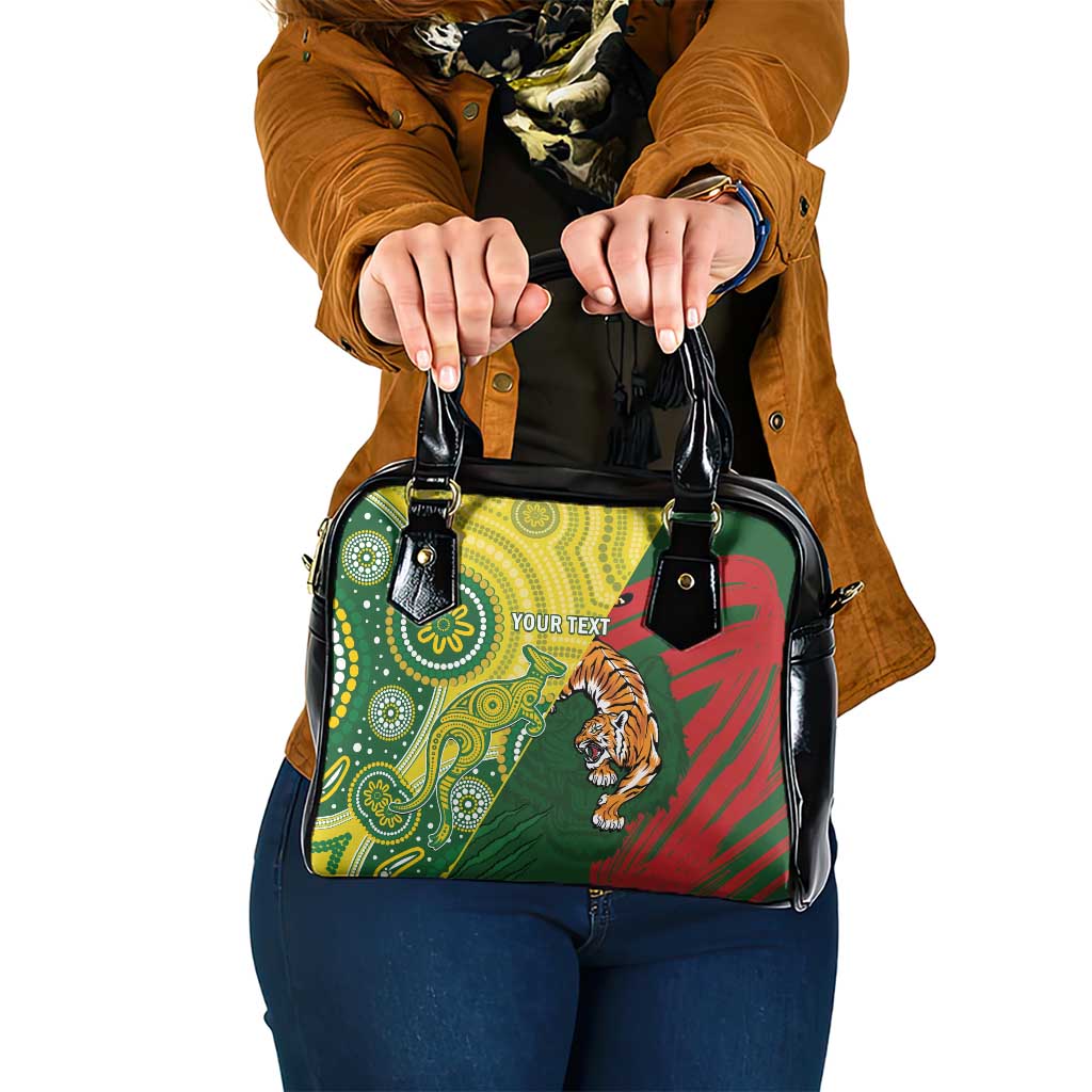 Custom Bangladesh And Australia Cricket Shoulder Handbag Kangaroo Tiger Together