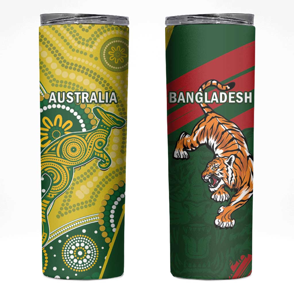 Bangladesh And Australia Cricket Skinny Tumbler Kangaroo Tiger Together