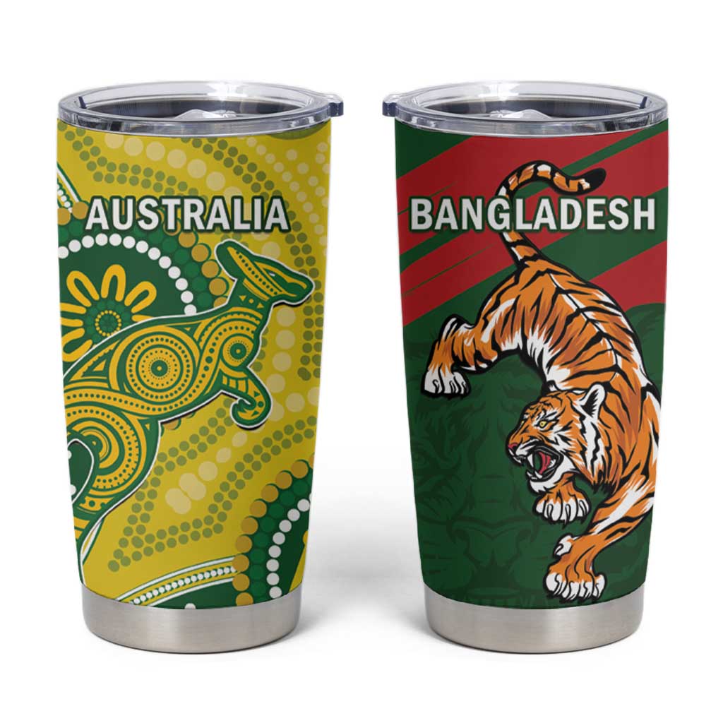 Bangladesh And Australia Cricket Tumbler Cup Kangaroo Tiger Together