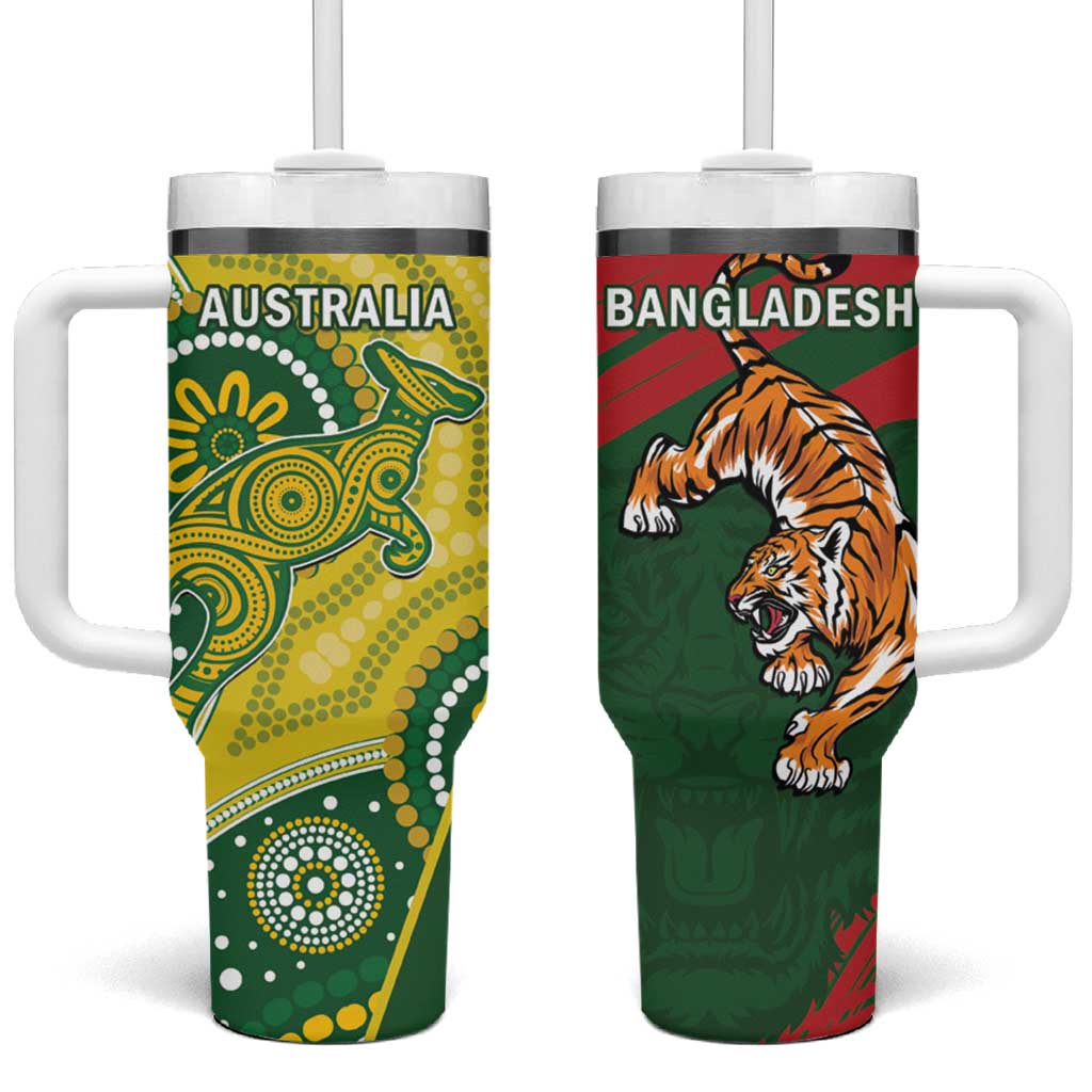 Bangladesh And Australia Cricket Tumbler With Handle Kangaroo Tiger Together