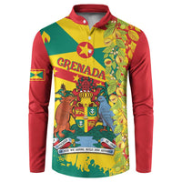 Men's button sweatshirt with red, green & yellow tropical Grenada emblem