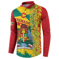 Men's button sweatshirt with front tropical Grenada crest in red, green, yellow