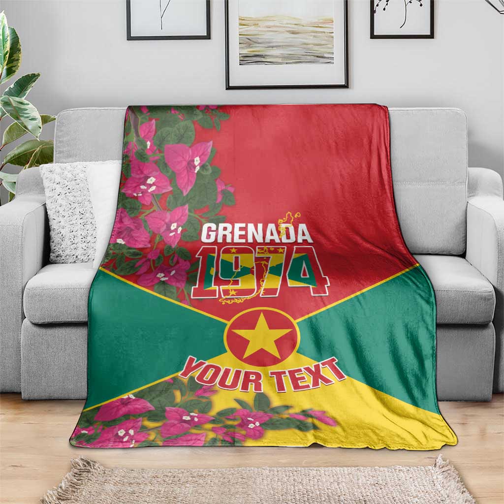 Flag-style throw blanket with red top, green bottom, yellow band, star emblem, and “YOUR TEXT”