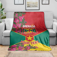 Flag-style throw blanket with red top, green bottom, yellow band, star emblem, and “YOUR TEXT”