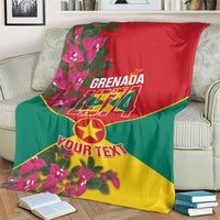 Red-green-yellow flag throw blanket with large center star, flowers, and “YOUR TEXT” text