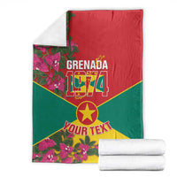 Island flag throw blanket folded with red-green-yellow colors, star, flowers, and “YOUR TEXT”