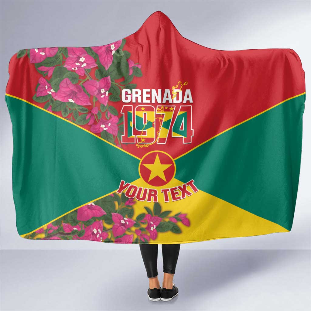 Grenada 1974 Hooded Blanket Gwenad Map With Bougainvillea - Flag Color