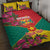 Grenada 1974 Quilt Bed Set Gwenad Map With Bougainvillea - Flag Color - Wonder Print Shop