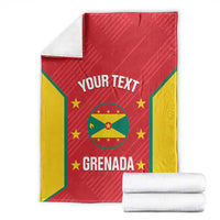 Grenada cricket blanket folded and stacked, red and yellow, 'YOUR TEXT' and GRENADA crest