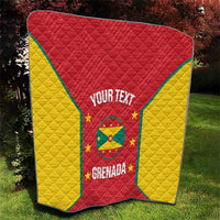 Red-and-yellow quilted Grenada cricket quilt with “YOUR TEXT” and Grenada emblem