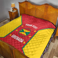 Quilted Grenada cricket quilt with red top, yellow sides, and custom “YOUR TEXT” print