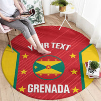 Round cricket carpet, red with YOUR TEXT and bold GRENADA lettering, yellow side panels