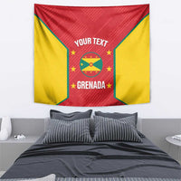 Grenada tapestry wall hanging with red and yellow panels, star accents, and custom text.