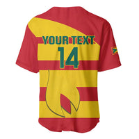 Red and yellow striped boys football jersey back, YOUR TEXT and number 14