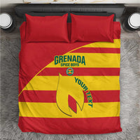 Grenada flag football bedding set, red/yellow with 'GRENADA' crest and pillows