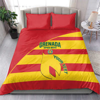 Grenada flag football bedding set with two pillows, red/yellow diagonal stripes and crest