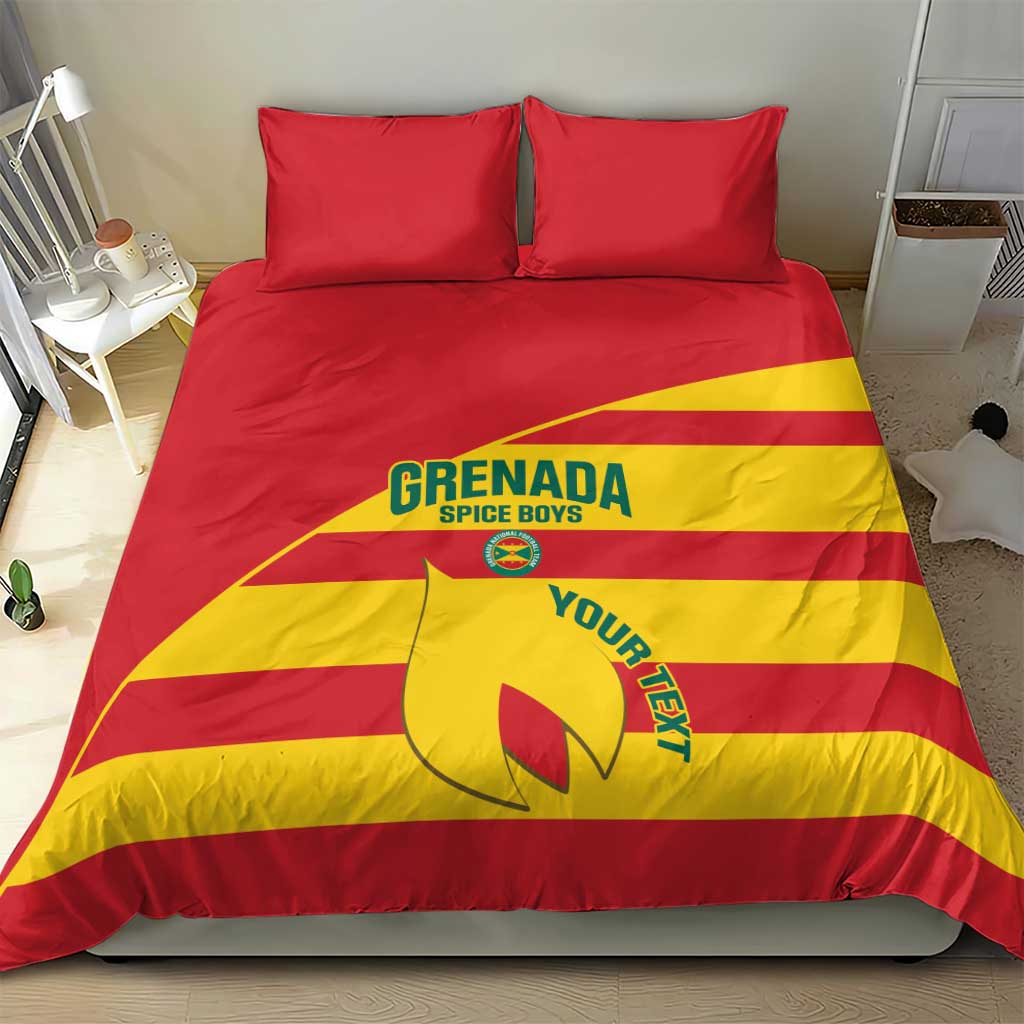 Grenada flag football bedding set with two pillows, red/yellow cover featuring 'Your Tix' art