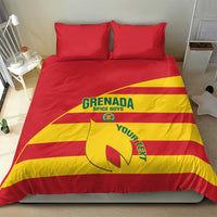 Grenada flag football bedding set with two pillows, red/yellow cover featuring 'Your Tix' art