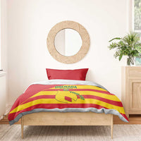 Grenada flag football bedding set duvet and pillows, red/yellow stripes with GRENADA crest
