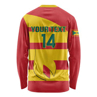 Red and yellow Grenada football long sleeve shirt with back text and number 14