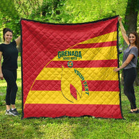 Red and yellow Grenada Spice Boys football quilt with large emblem, quilted diamond pattern
