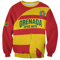 Red and yellow striped football sweatshirt with emblem and 'SPICE BOYS' front graphic