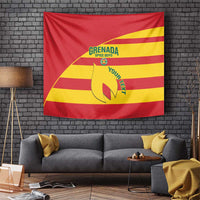 Red Grenada football tapestry flag with yellow stripes and central emblem