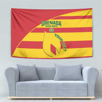 Red Grenada football tapestry featuring yellow stripes and Your Text emblem