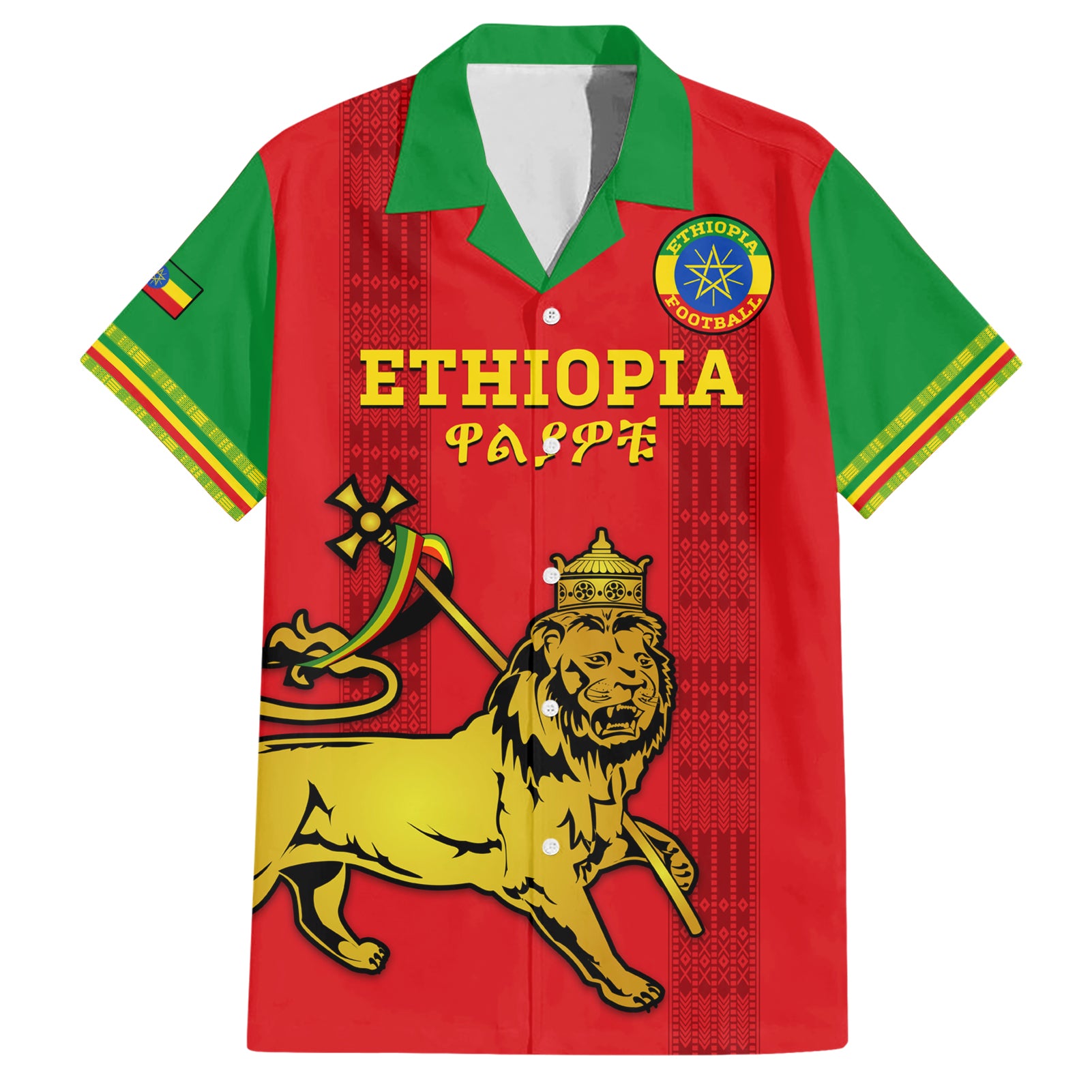 Custom Ethiopia Football Hawaiian Shirt 2024 Go Champions Walia Ibex