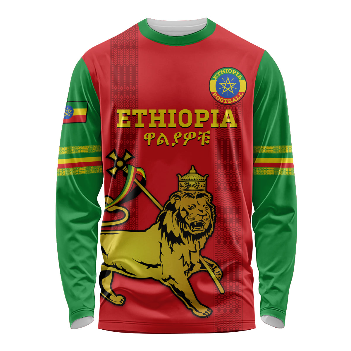 Custom Ethiopia Football Long Sleeve Shirt 2024 Go Champions Walia Ibex