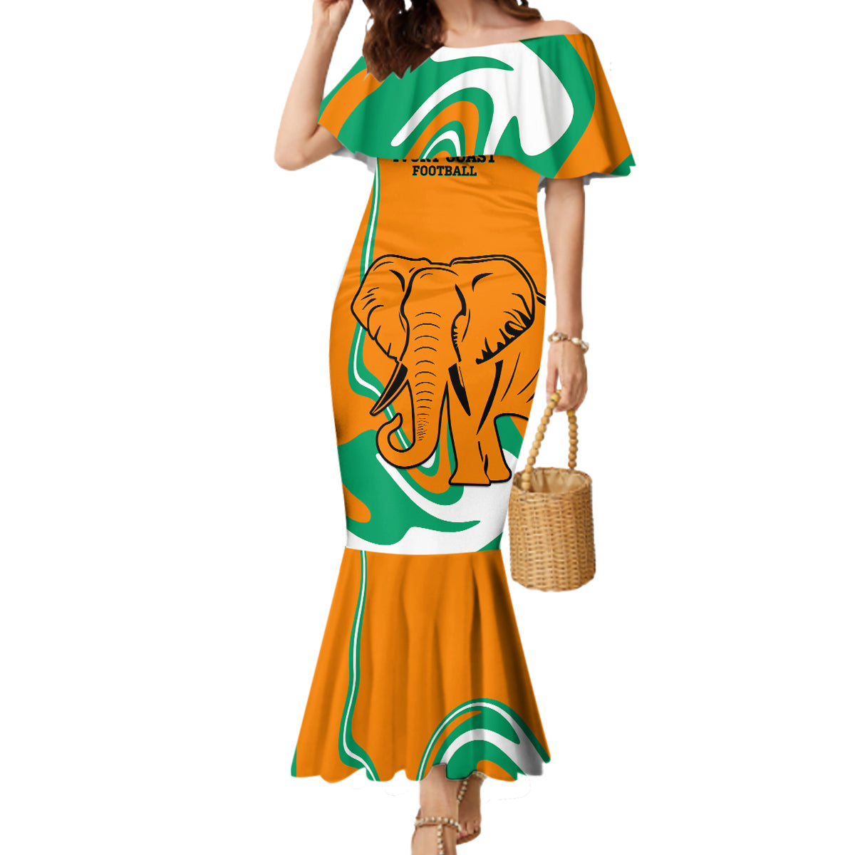 Custom Ivory Coast Football Mermaid Dress 2024 Go Champions Les Elephants - Wonder Print Shop