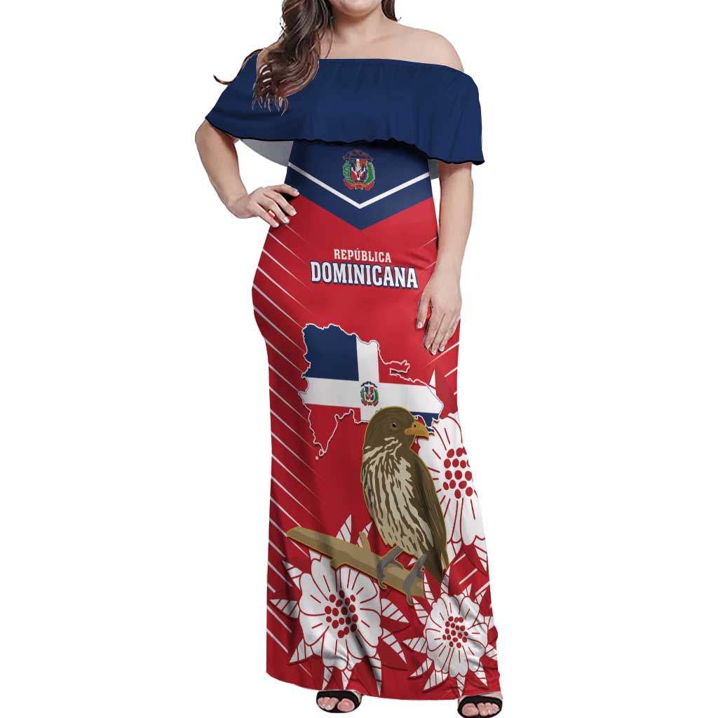 Personalized Dominican Republic Independence Day Off Shoulder Maxi Dress Palmchat With Map