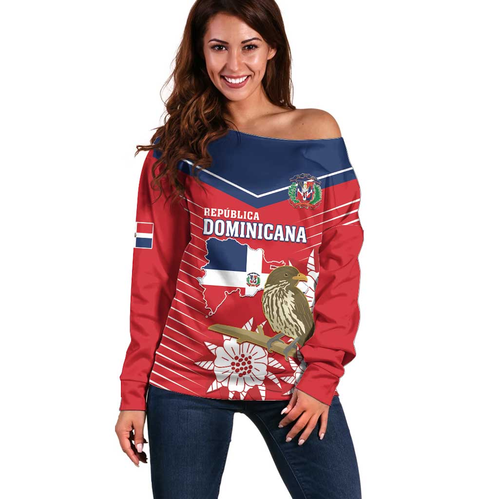 Personalized Dominican Republic Independence Day Off Shoulder Sweater Palmchat With Map