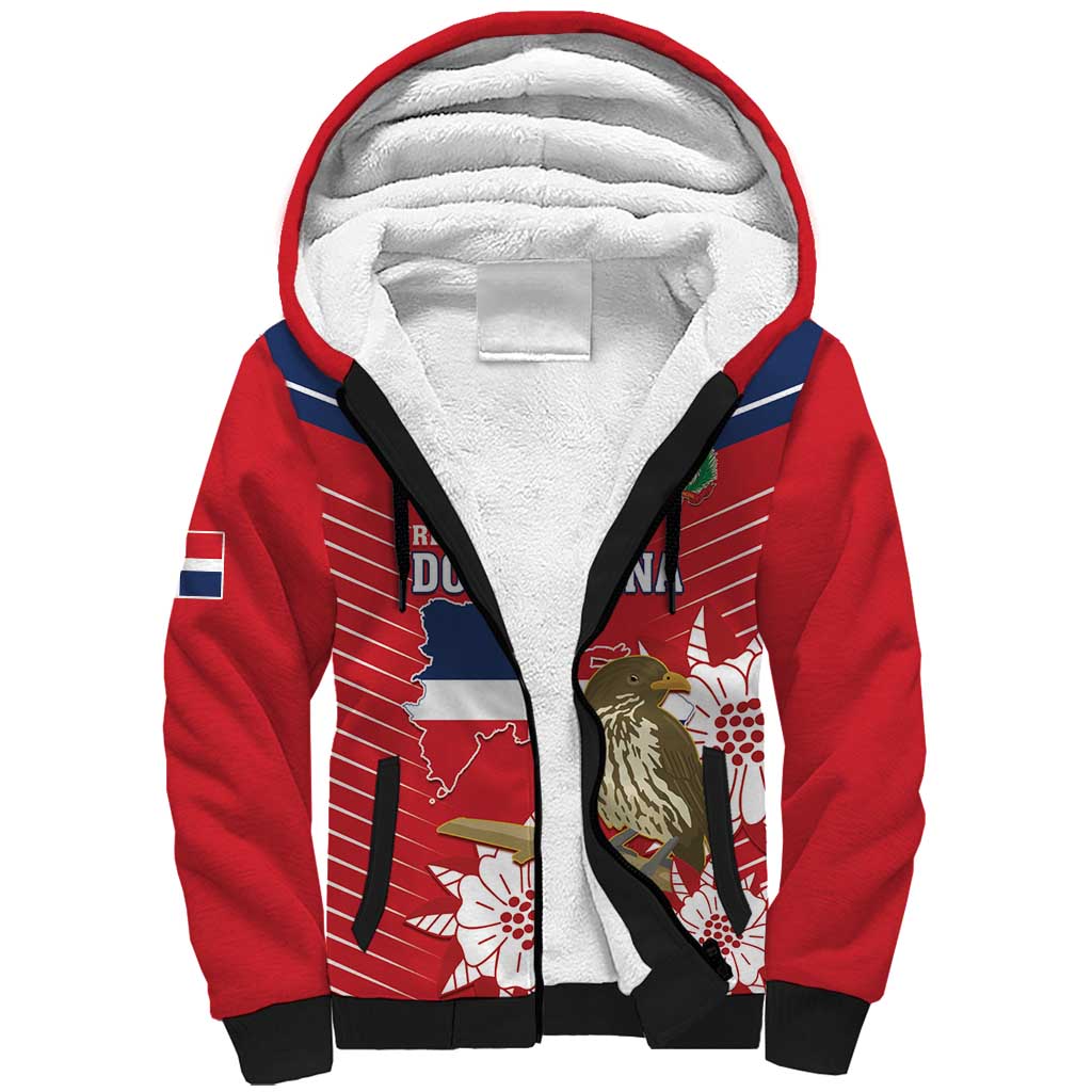 Personalized Dominican Republic Independence Day Sherpa Hoodie Palmchat With Map