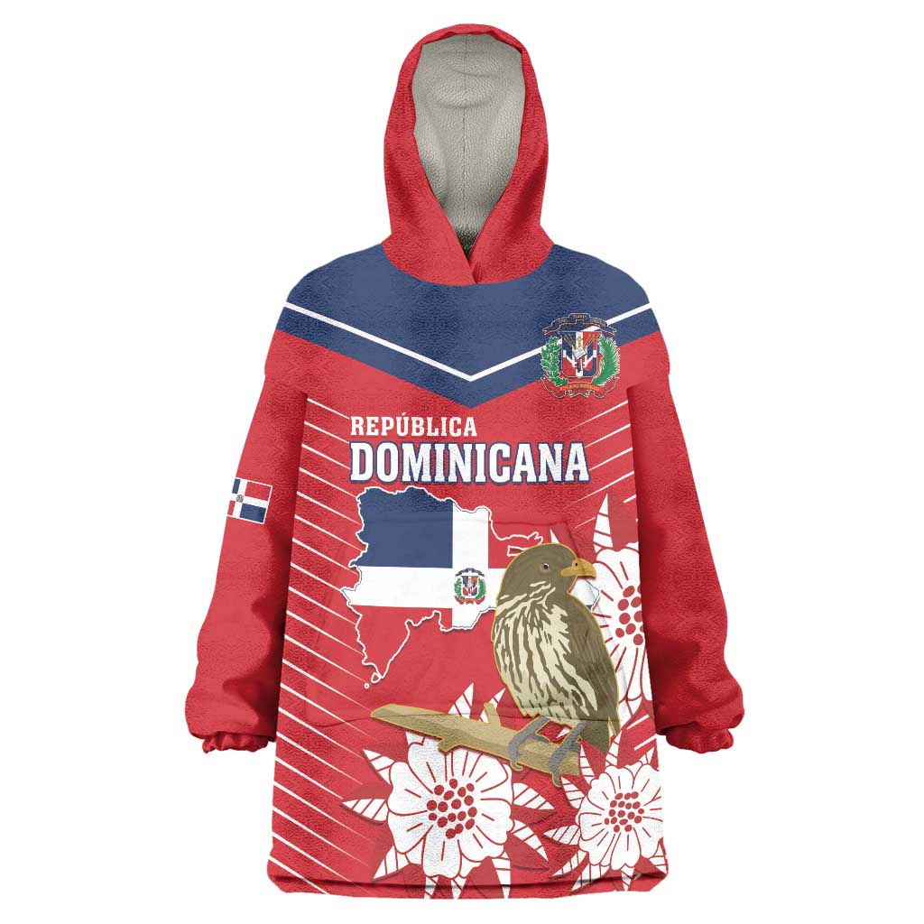 Personalized Dominican Republic Independence Day Wearable Blanket Hoodie Palmchat With Map - Wonder Print Shop