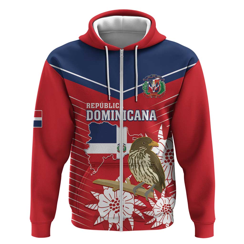 Personalized Dominican Republic Independence Day Zip Hoodie Palmchat With Map - Wonder Print Shop