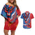 Carnival Dominicano Couples Matching Off Shoulder Short Dress and Hawaiian Shirt Dominican Republic Diablos Cojuelos Mask