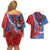 Carnival Dominicano Couples Matching Off Shoulder Short Dress and Hawaiian Shirt Dominican Republic Diablos Cojuelos Mask