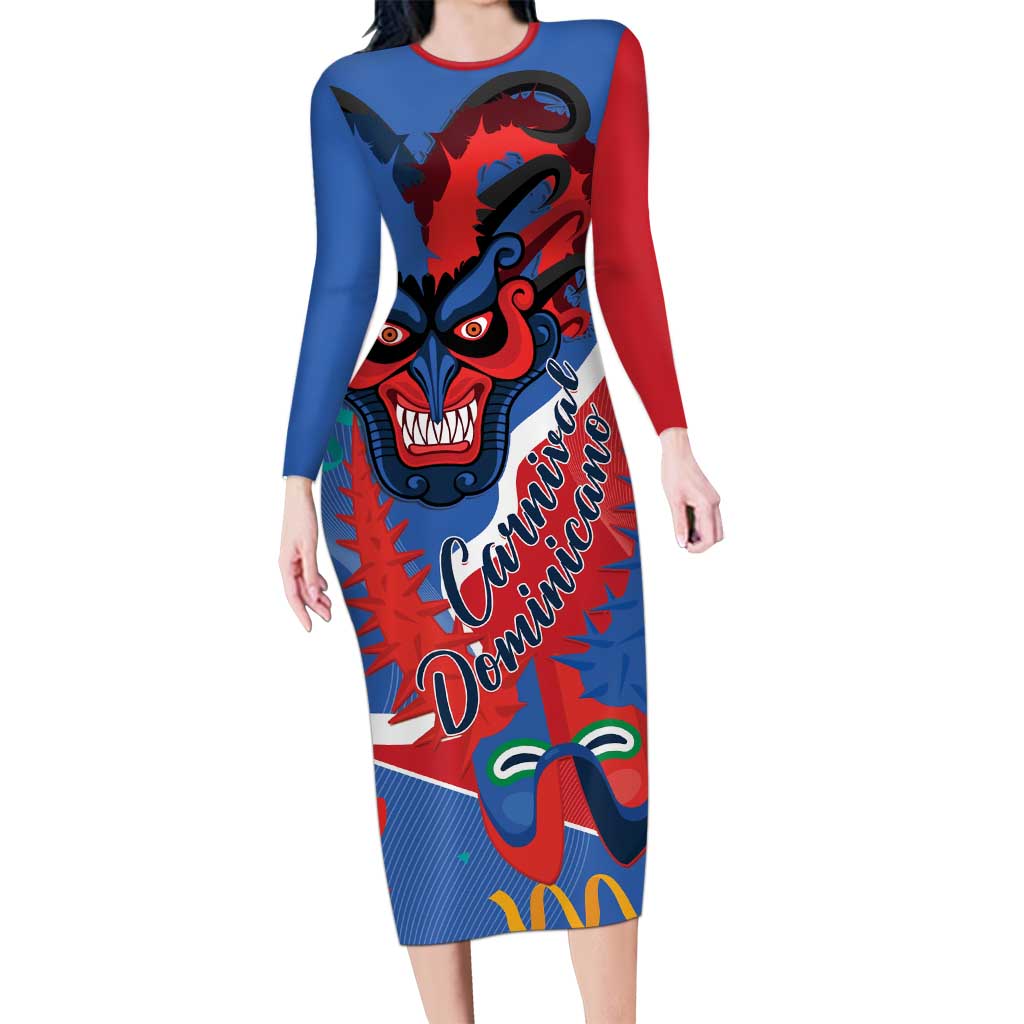 Carnival Dominicano Long Sleeve Bodycon Dress Dominican Republic Diablos Cojuelos Mask