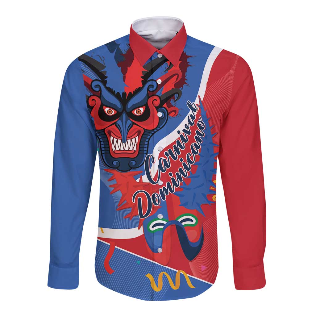 Carnival Dominicano Long Sleeve Button Shirt Dominican Republic Diablos Cojuelos Mask