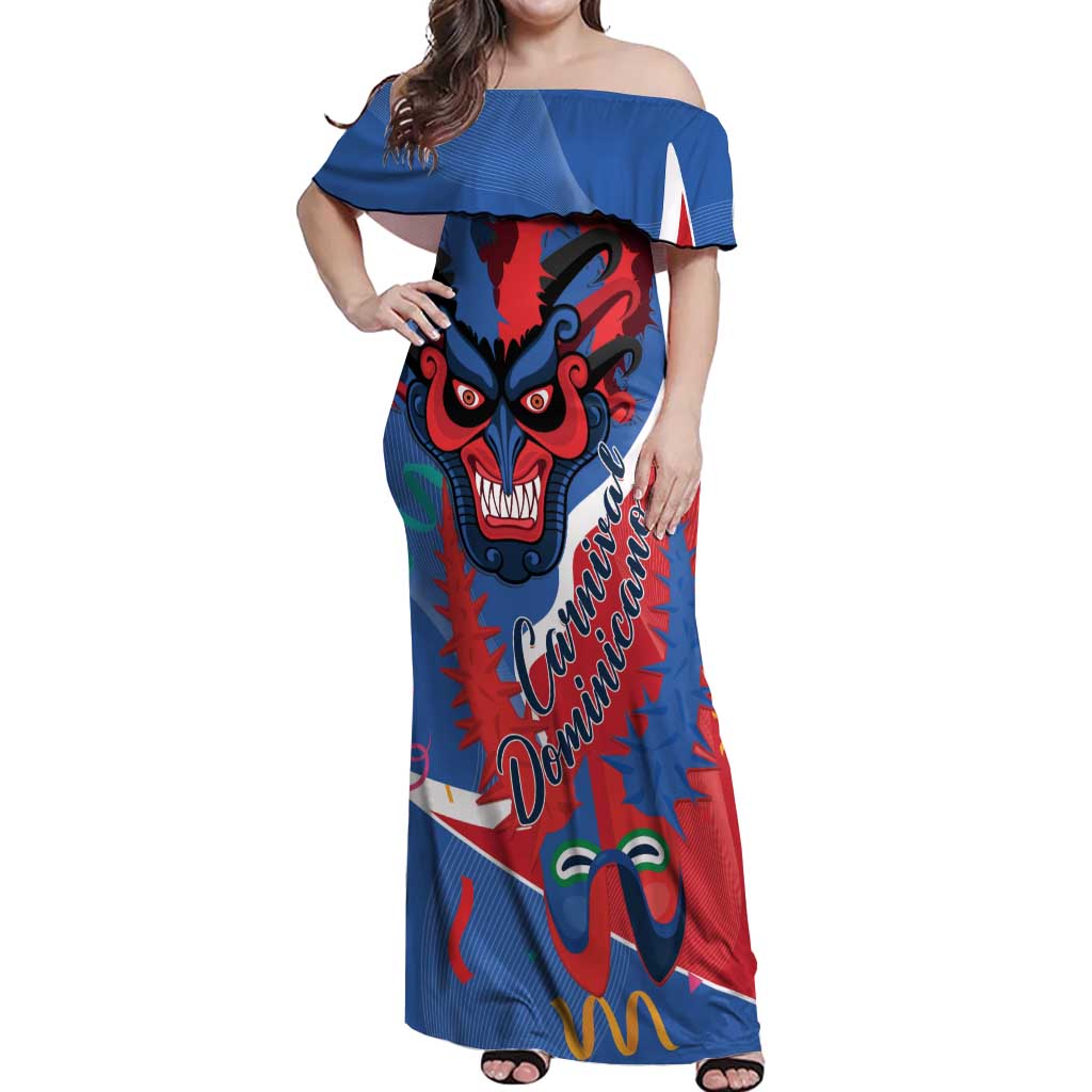 Carnival Dominicano Off Shoulder Maxi Dress Dominican Republic Diablos Cojuelos Mask