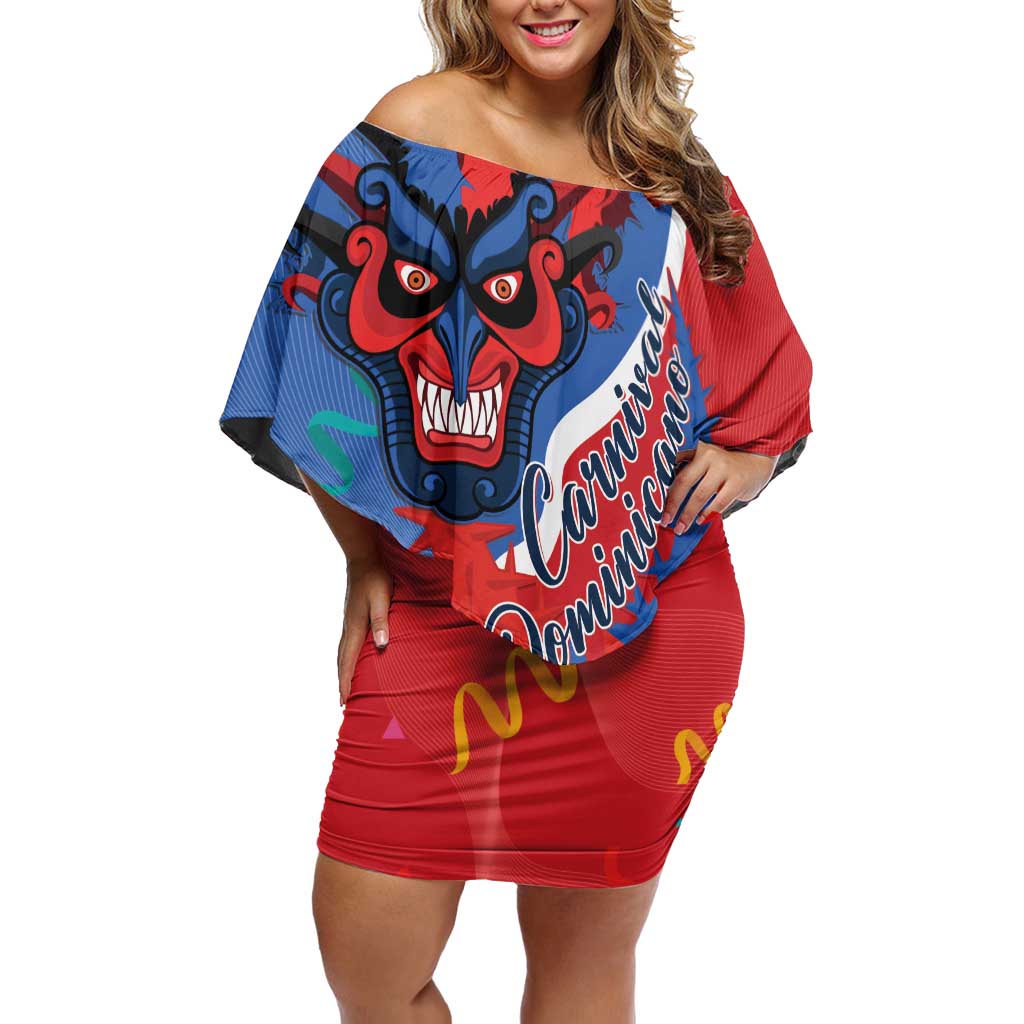 Carnival Dominicano Off Shoulder Short Dress Dominican Republic Diablos Cojuelos Mask