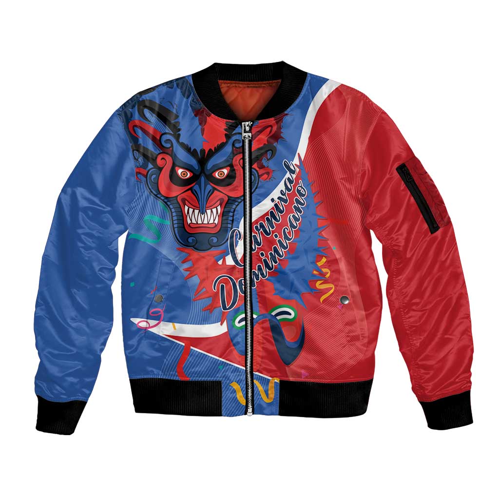 Carnival Dominicano Sleeve Zip Bomber Jacket Dominican Republic Diablos Cojuelos Mask