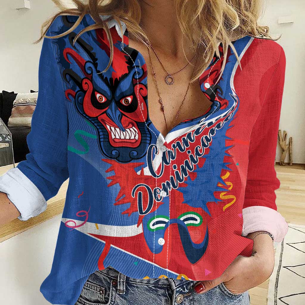 Carnival Dominicano Women Casual Shirt Dominican Republic Diablos Cojuelos Mask - Wonder Print Shop