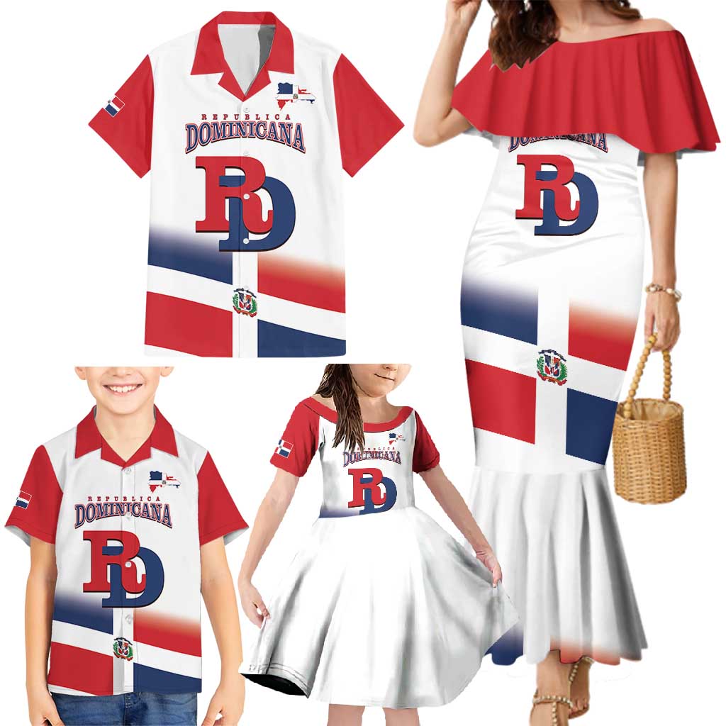 Custom Dominican Republic 2025 Baseball Family Matching Mermaid Dress and Hawaiian Shirt Go Champions Flag Style