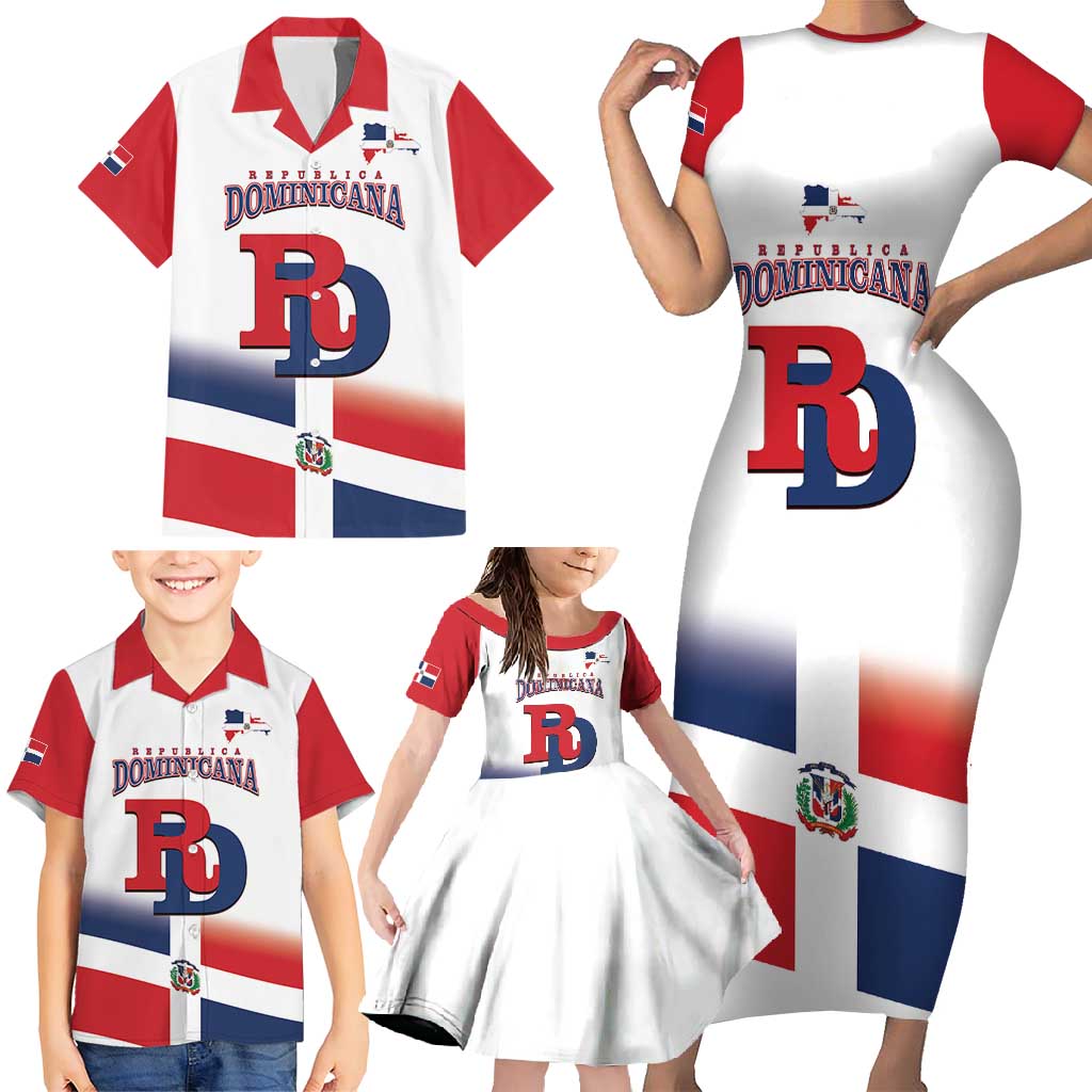 Custom Dominican Republic 2025 Baseball Family Matching Short Sleeve Bodycon Dress and Hawaiian Shirt Go Champions Flag Style