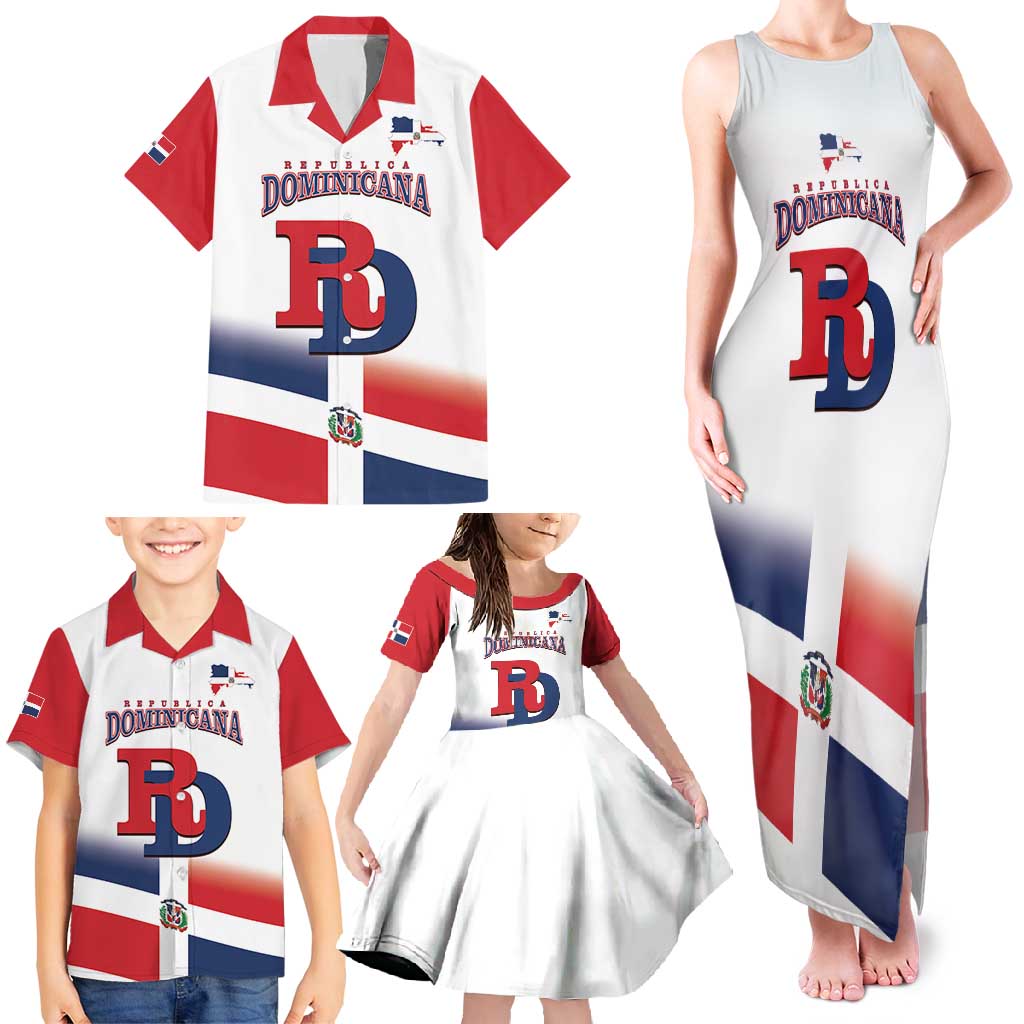 Custom Dominican Republic 2025 Baseball Family Matching Tank Maxi Dress and Hawaiian Shirt Go Champions Flag Style