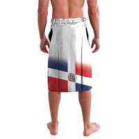 Men's white flag-style shorts with Dominican Republic flag print and number 14, back view